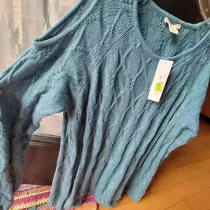 Brand New Westbound Cold Shoulder Women's Cable Acrylic Knit Sweater Size Large